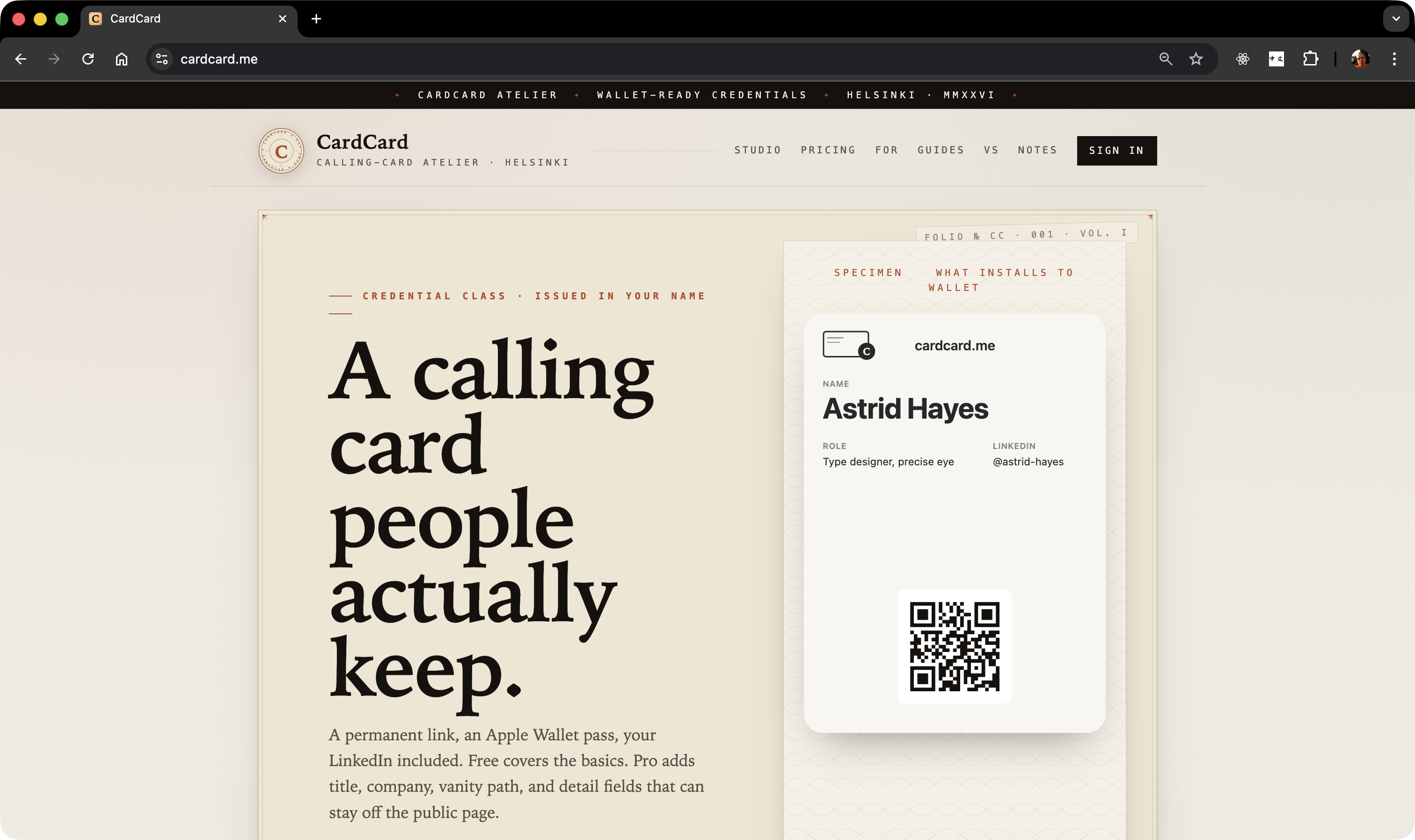 CardCard public card page or pass artwork.